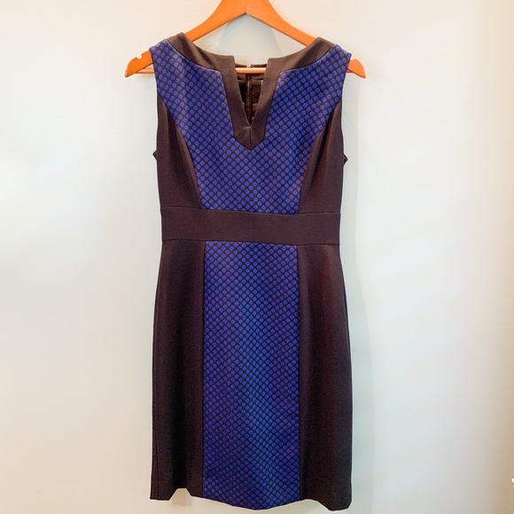 TAHARI Blue & Black Sheath Dress Size 4 - Picture 1 of 8